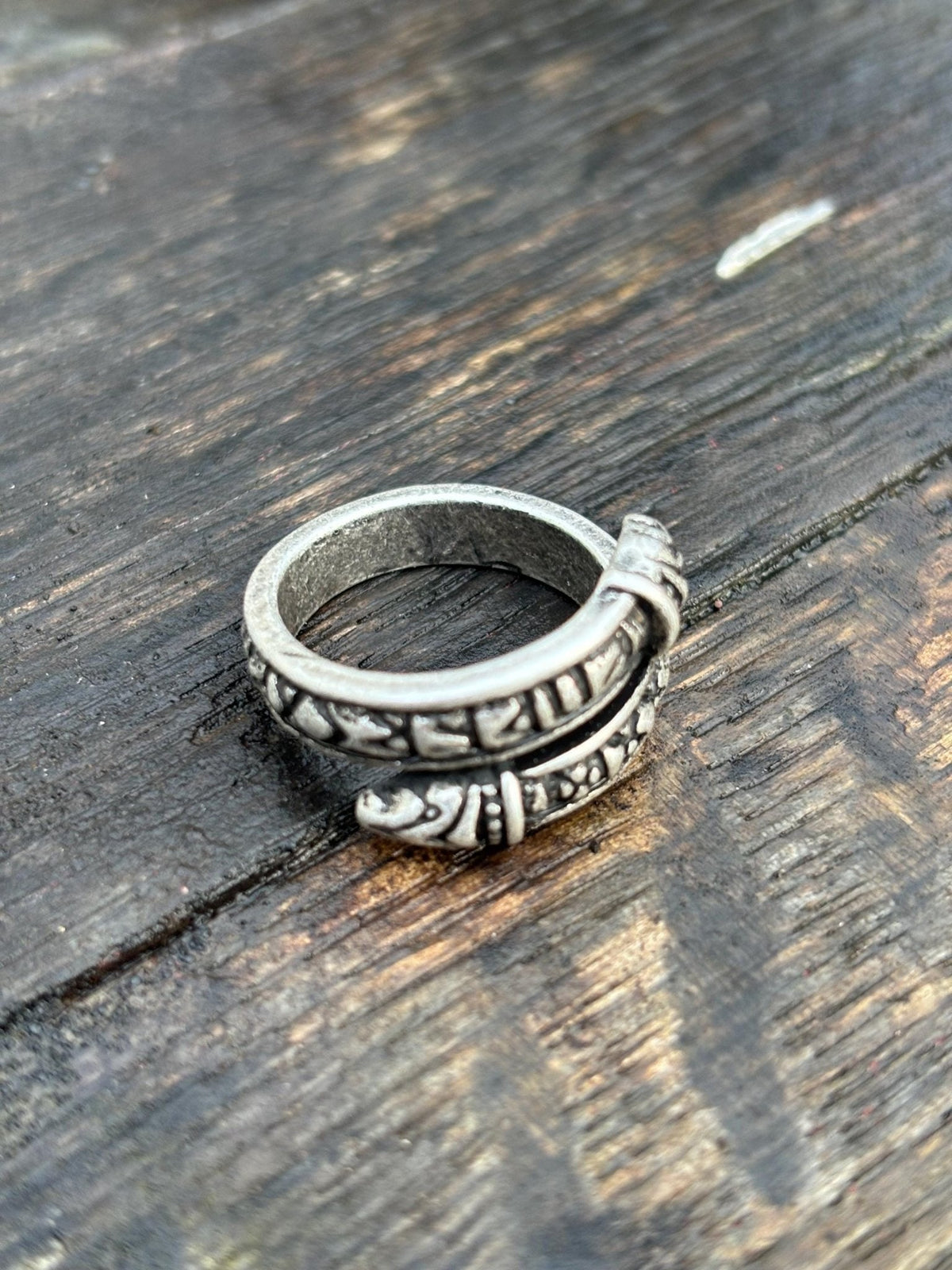 Viking Ring — Loki's Snake, Double-Headed Serpent & Elder Futhark Runes - Bushman Survival