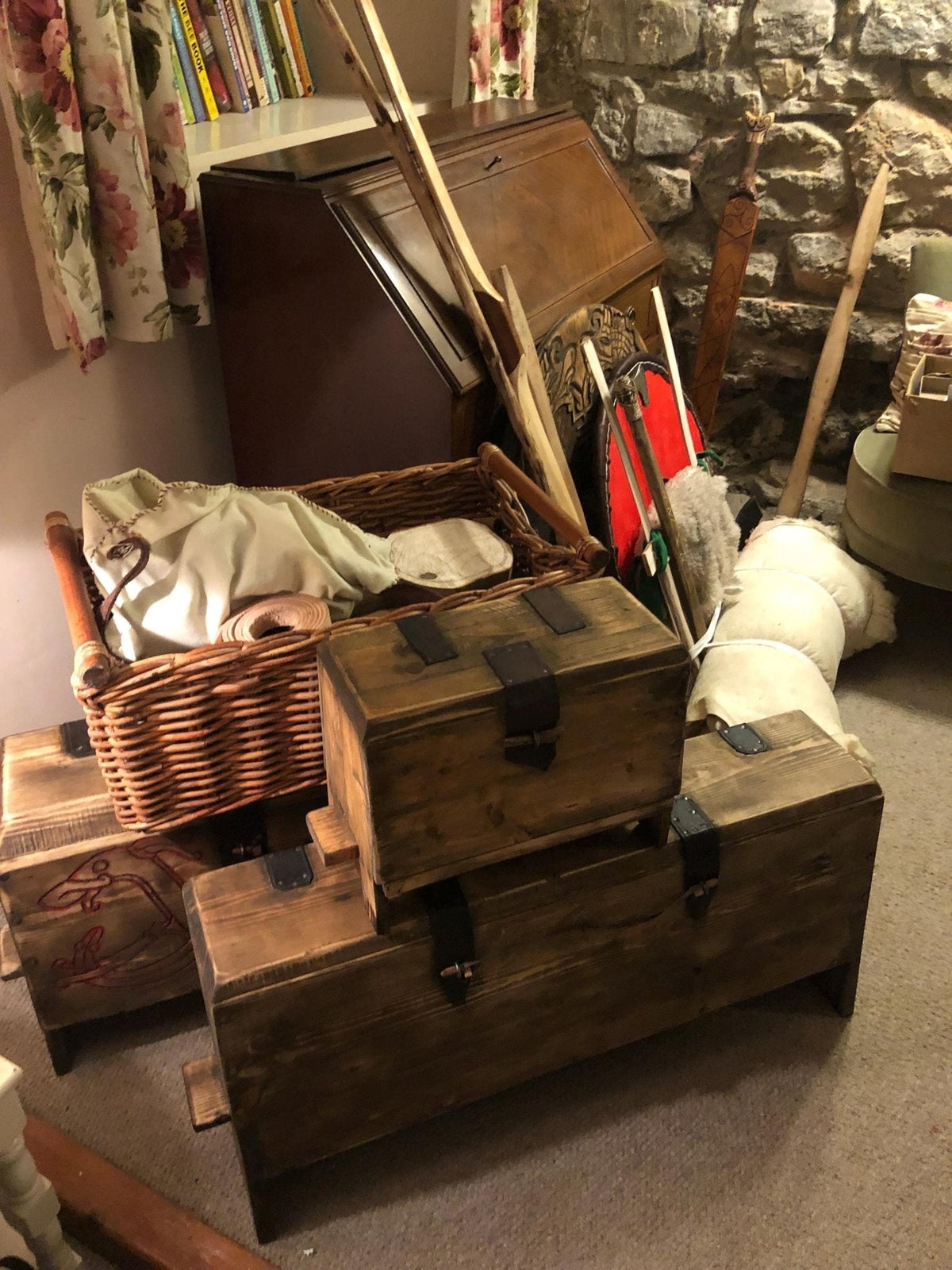 Viking Sea Chest — Oseberg Style, Hand-Carved Hardwood - Bushman Survival