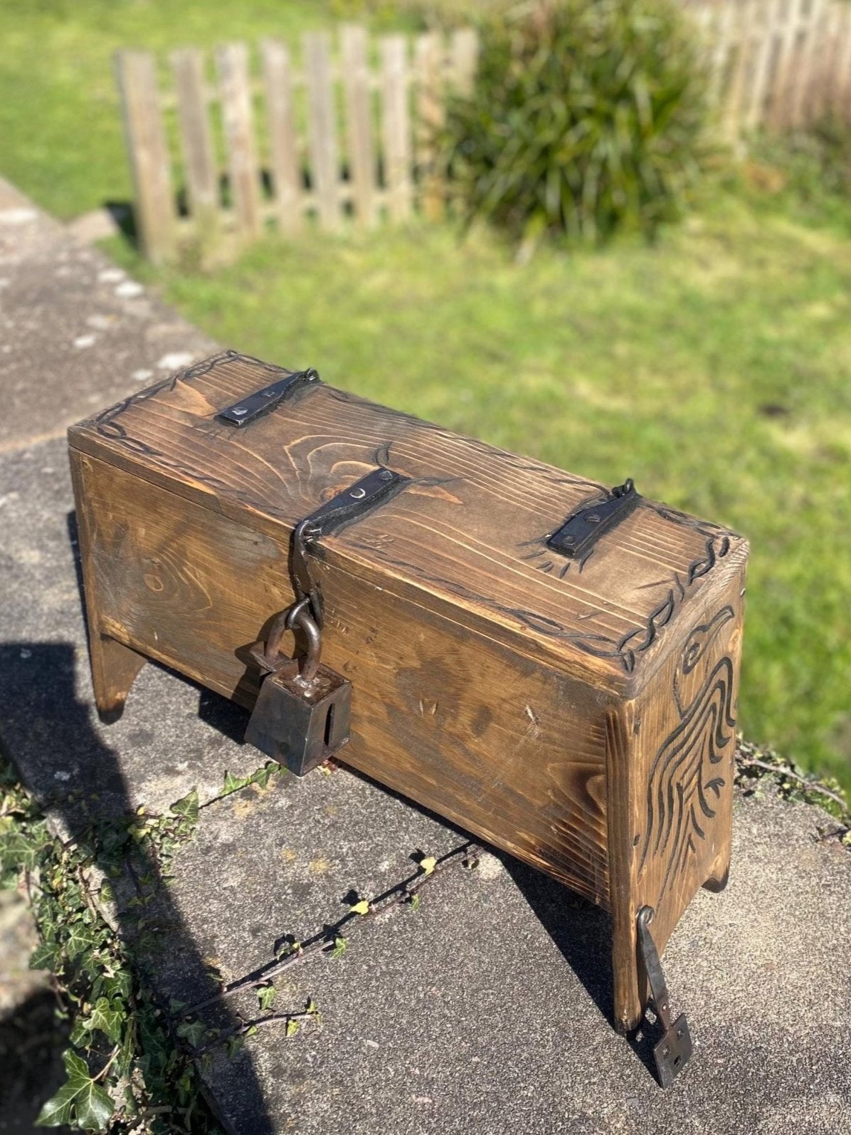 Viking Sea Chest — Oseberg Style, Hand-Carved Hardwood - Bushman Survival