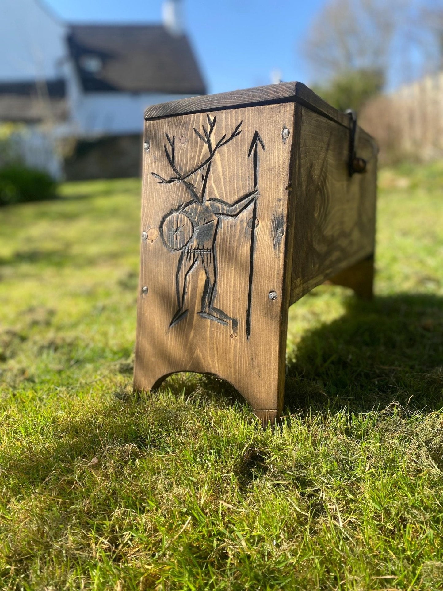 Viking Sea Chest — Oseberg Style, Hand-Carved Hardwood - Bushman Survival