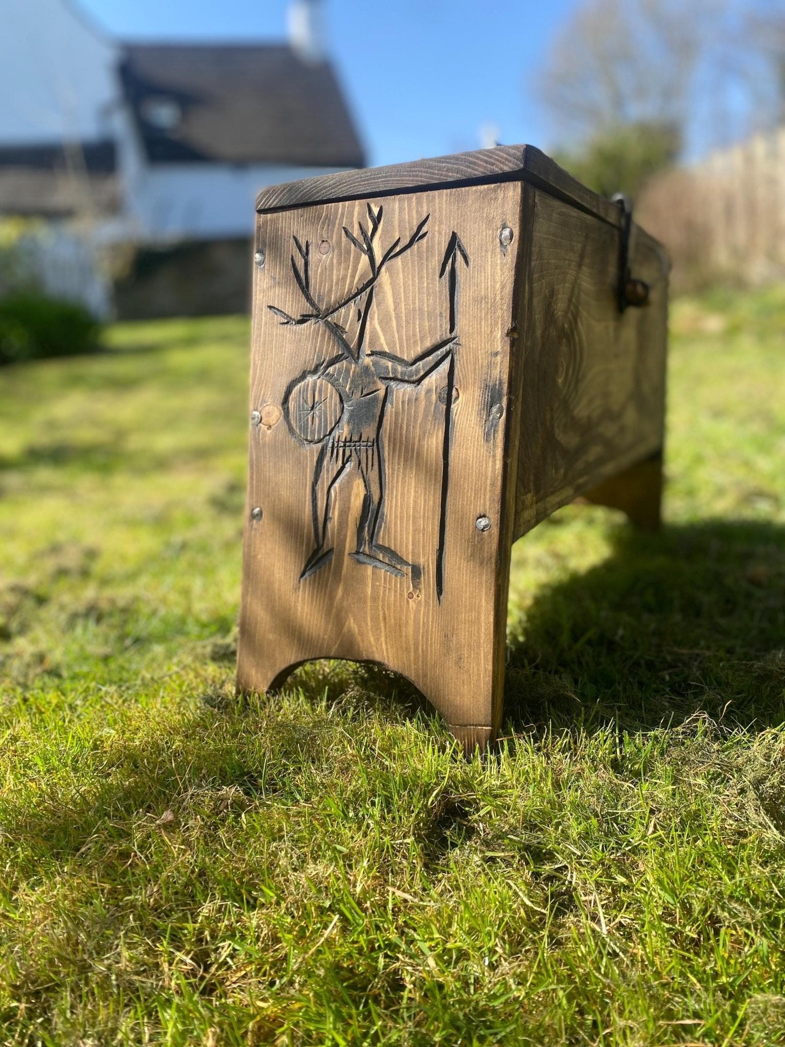 Viking Sea Chest — Oseberg Style, Hand-Carved Hardwood - Bushman Survival