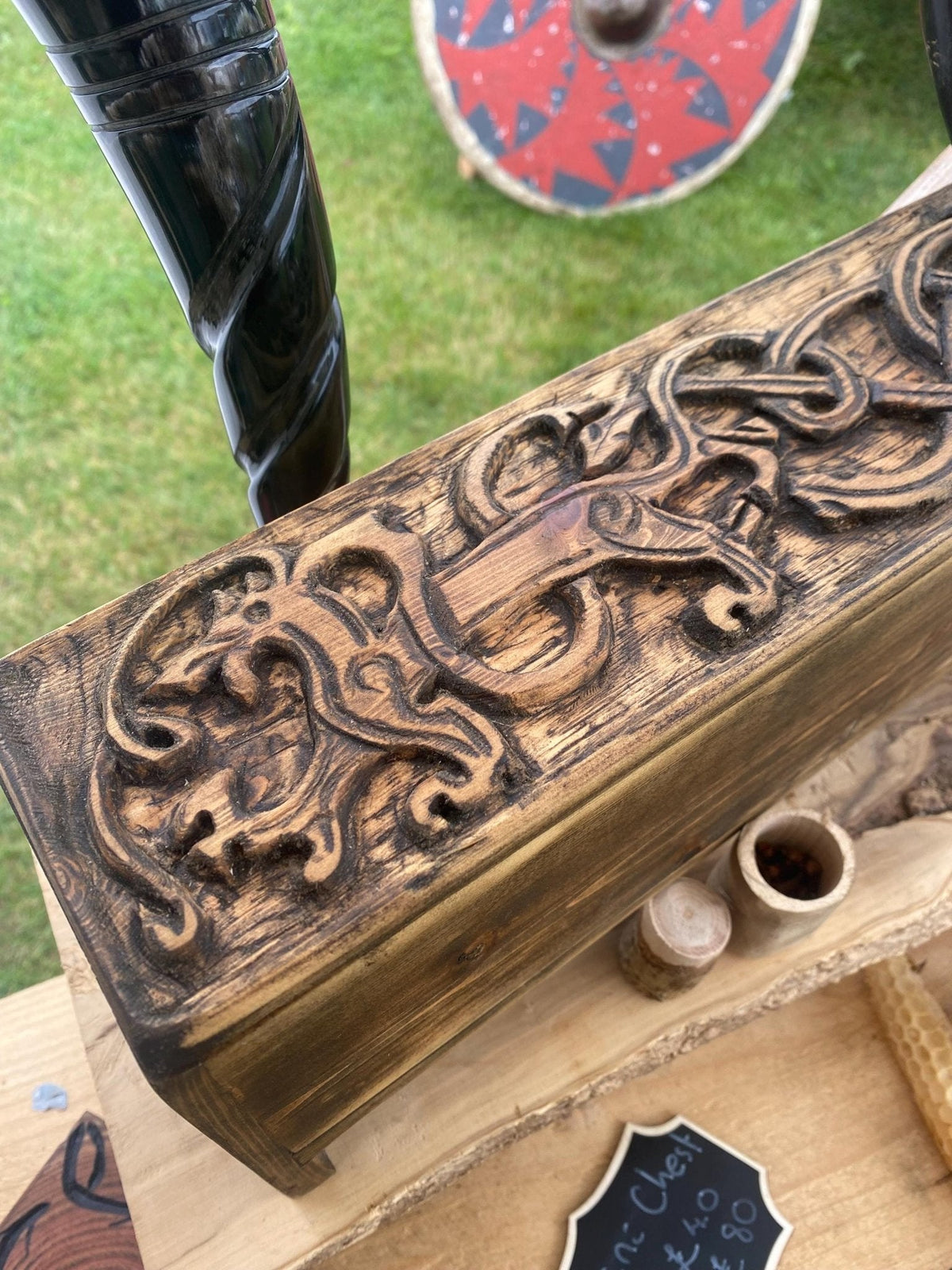 Viking Sea Chest — Small, Hand-Carved Hardwood - Bushman Survival