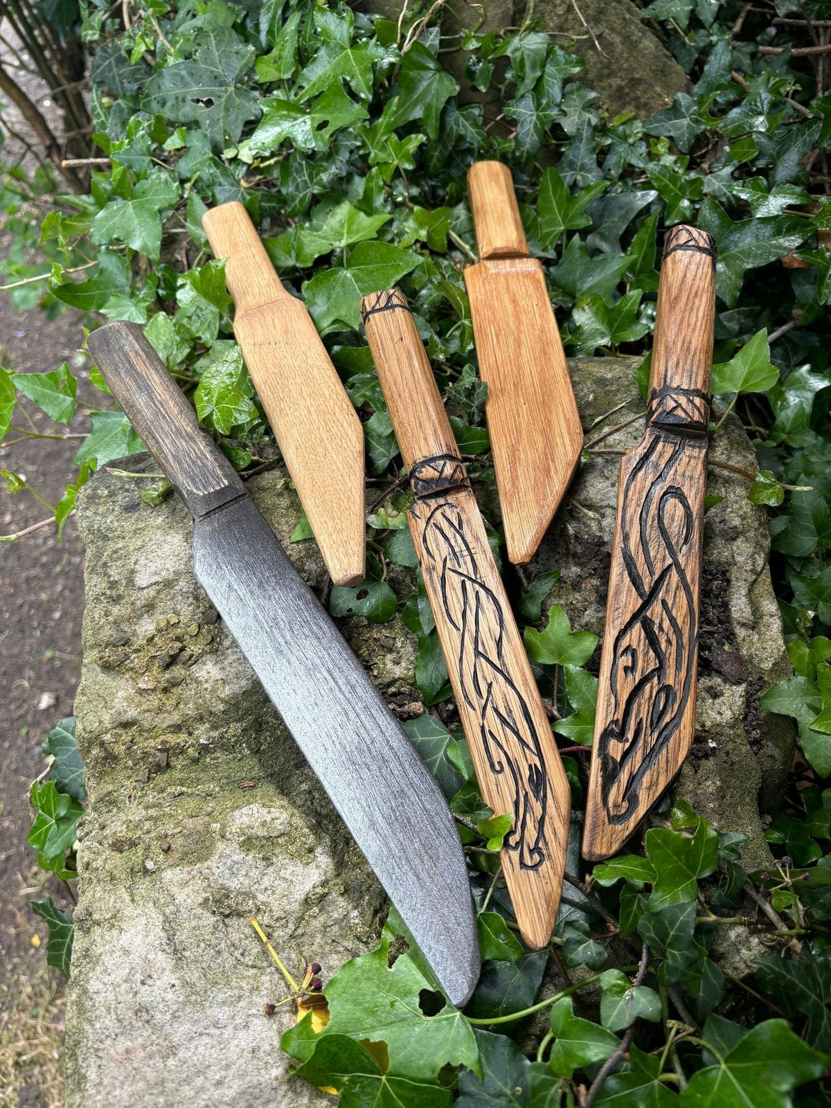Wooden Viking Seax — Hand-Carved Hardwood - Bushman Survival