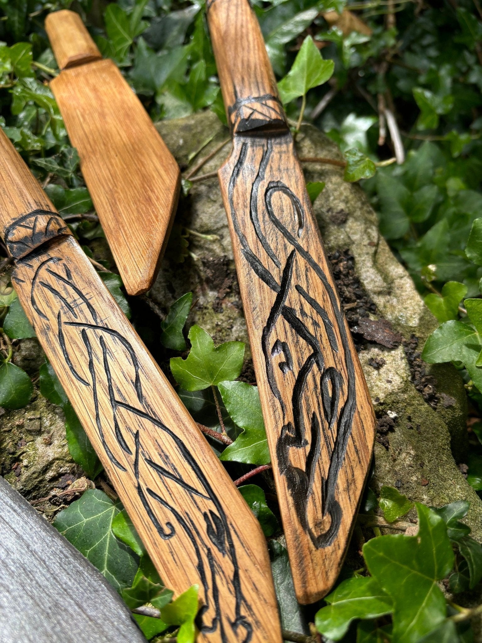 Wooden Viking Seax, Oak and hand carved - Bushman Survival