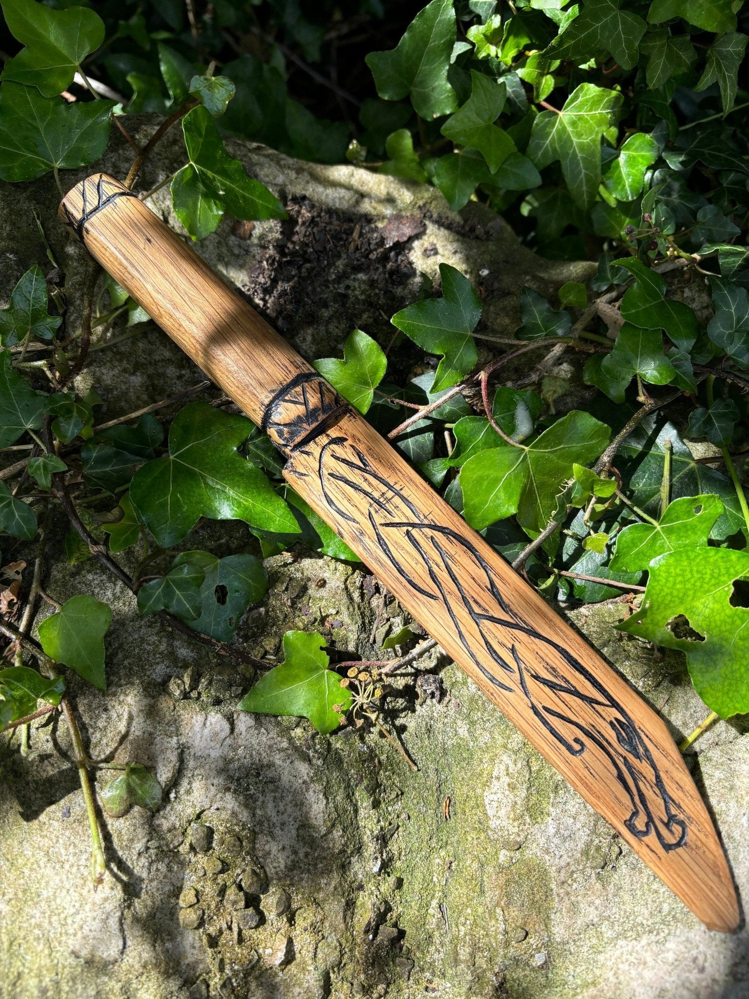 Wooden Viking Seax, Oak and hand carved - Bushman Survival
