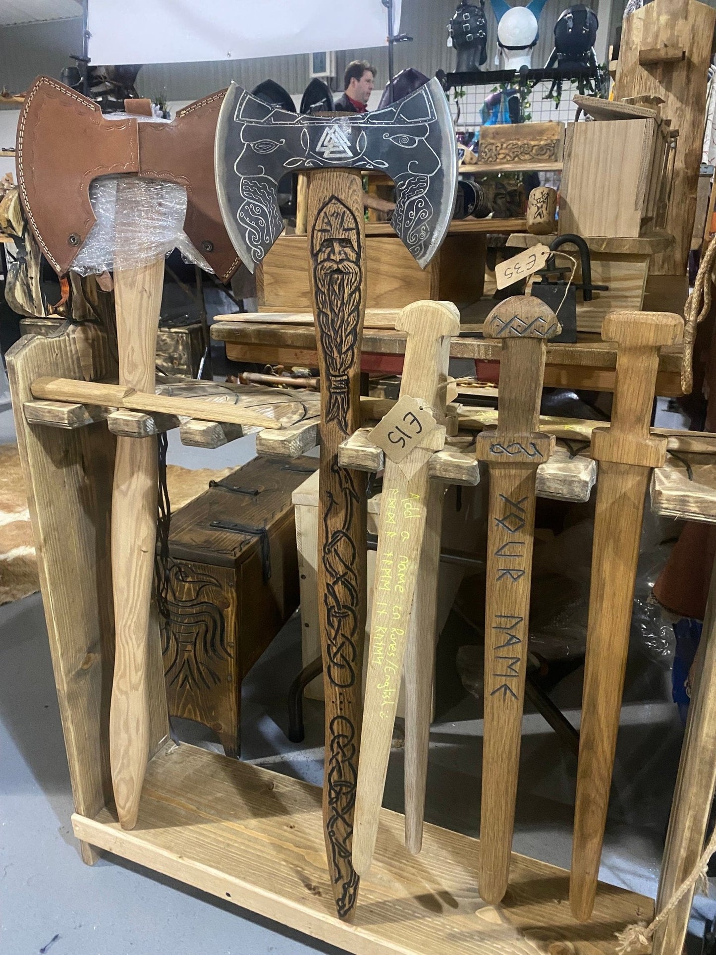 Wooden Viking Sword, Oak and hand carved - Bushman Survival