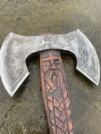 Double Bit Viking Axe - Odin Carved - Bushman Survival