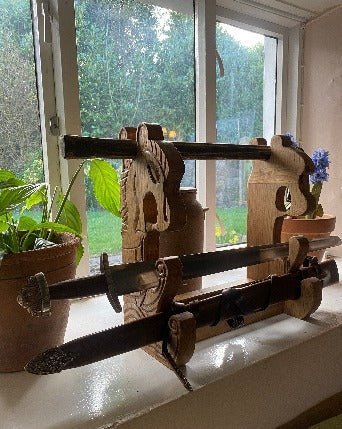 Hand Carved Sword Stand - Bushman Survival