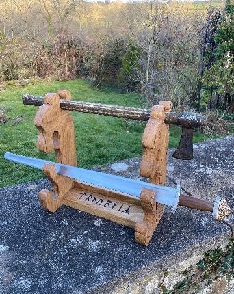 Hand Carved Sword Stand - Bushman Survival