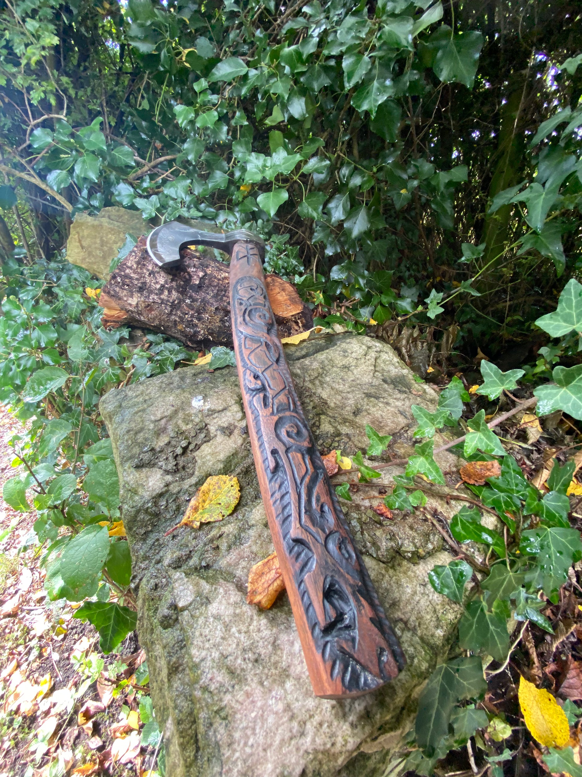 Stunning Hand Carved Viking Axe - Bushman Survival