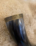 Wolf Head Viking Drinking Horn, with Nordic Knotwork - Bushman Survival