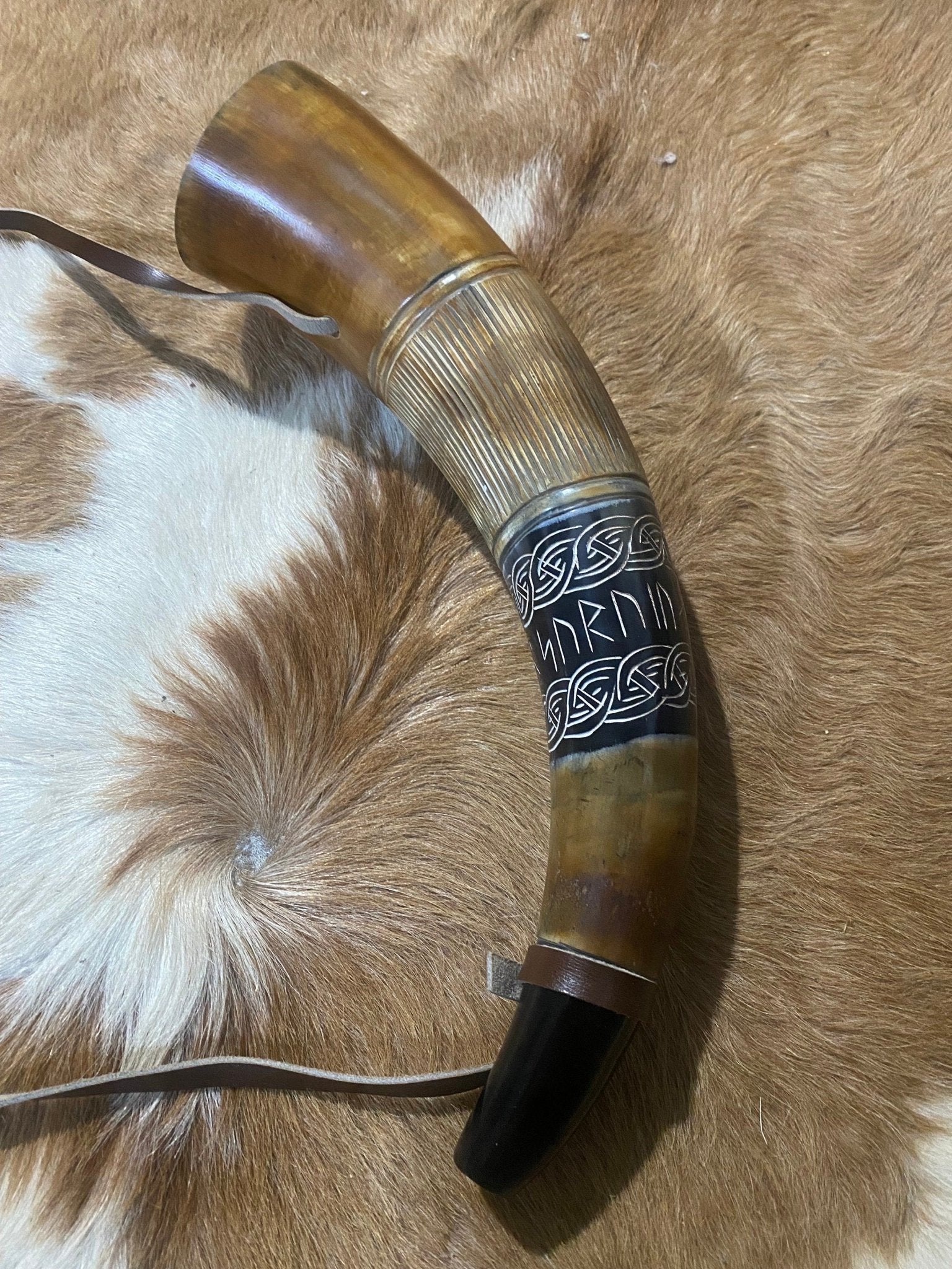 Blowing Horn, Carved Viking Horn - Bushman Survival