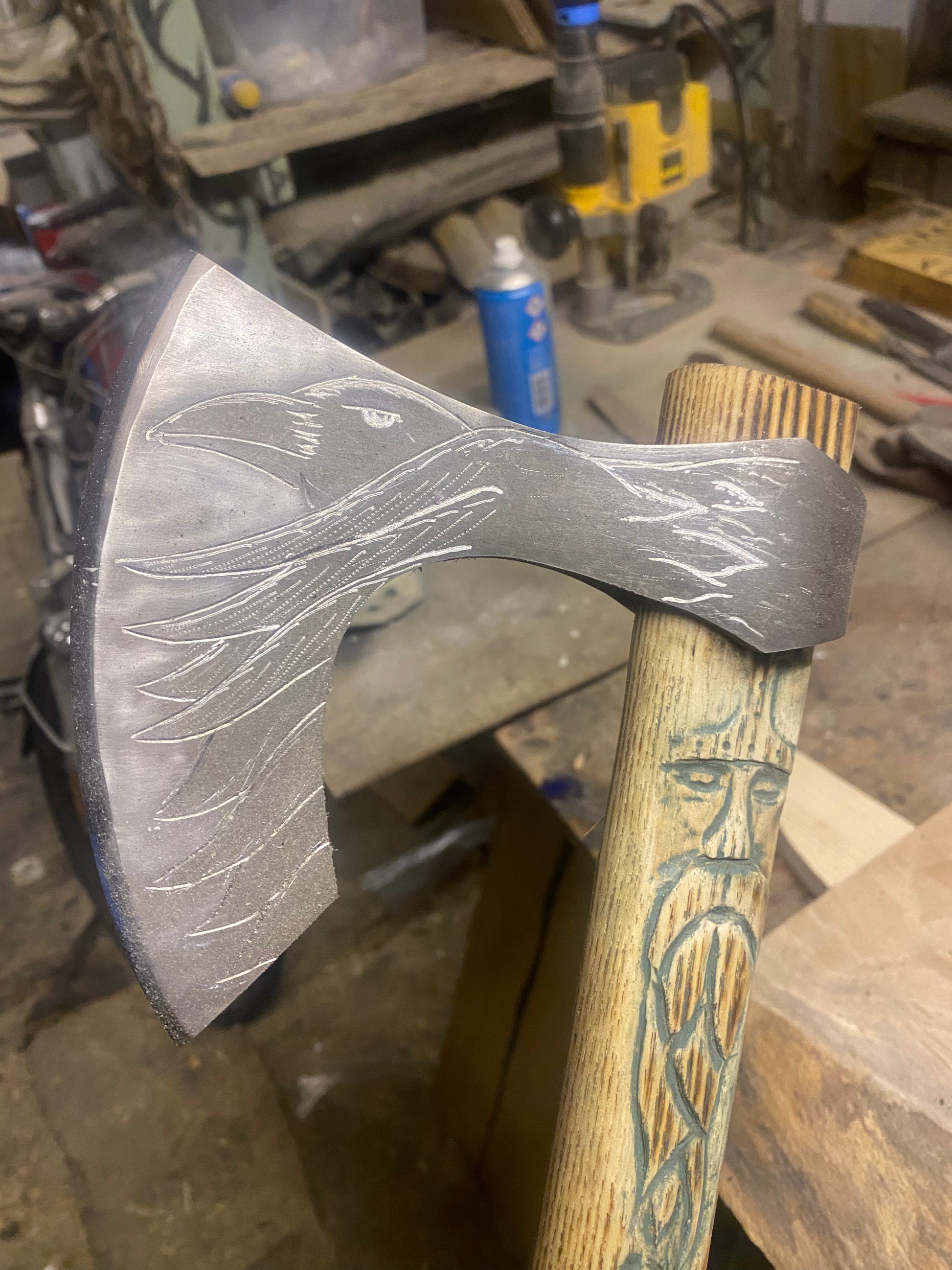 Stunning Hand Carved Viking Axe - Bushman Survival