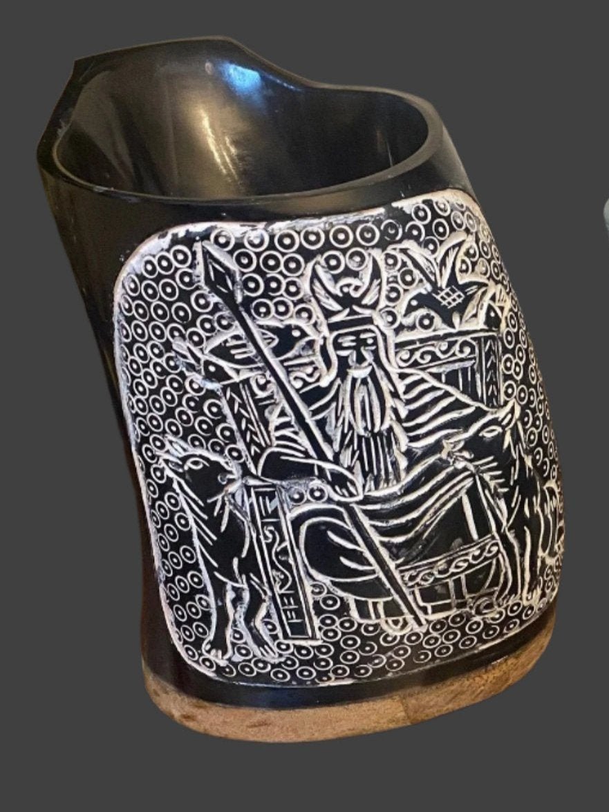 Odin's Tankard — Hand-Carved Viking Drinking Horn Mug - Bushman Survival
