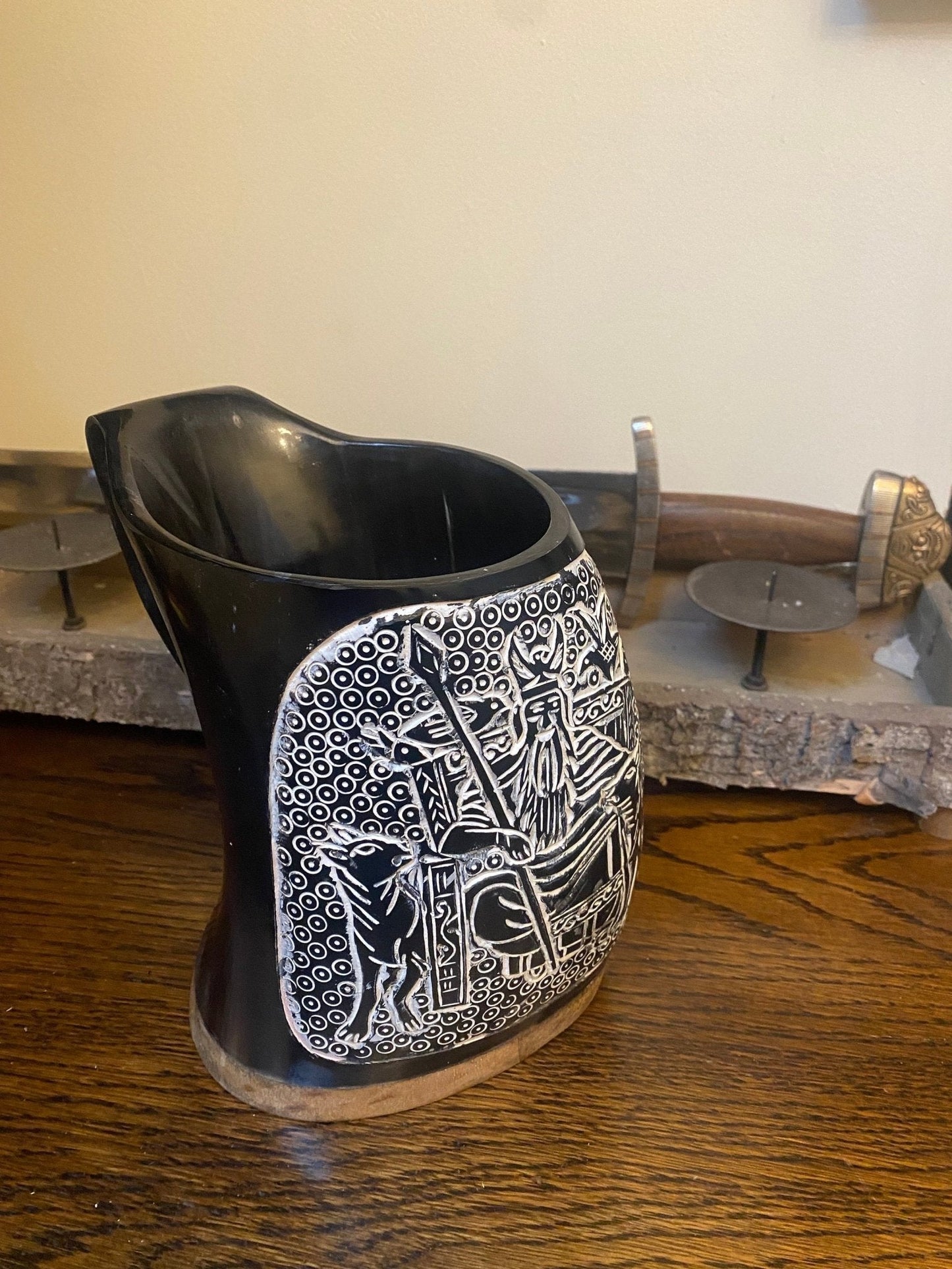 Odin's Tankard — Hand-Carved Viking Drinking Horn Mug - Bushman Survival