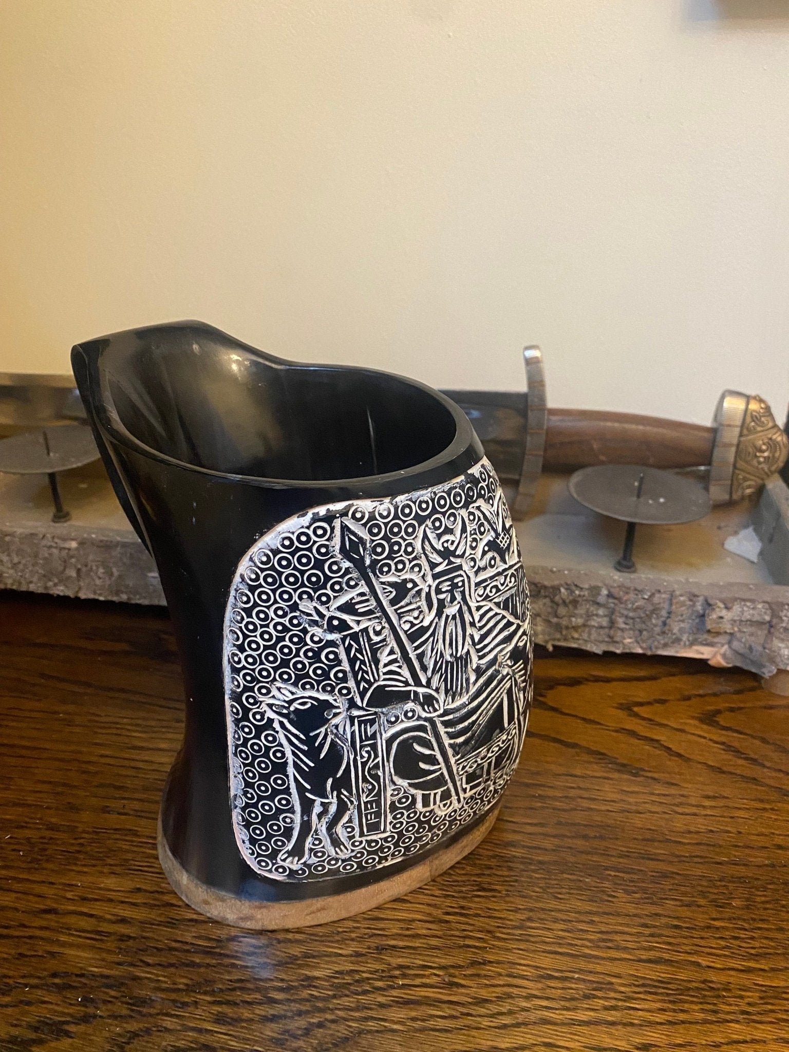 Odin's Tankard — Hand-Carved Viking Drinking Horn Mug - Bushman Survival