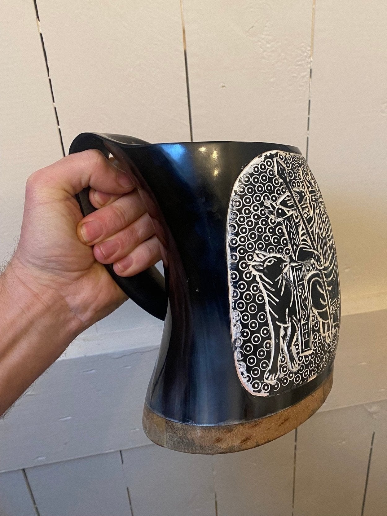 Odin's Tankard — Hand-Carved Viking Drinking Horn Mug - Bushman Survival