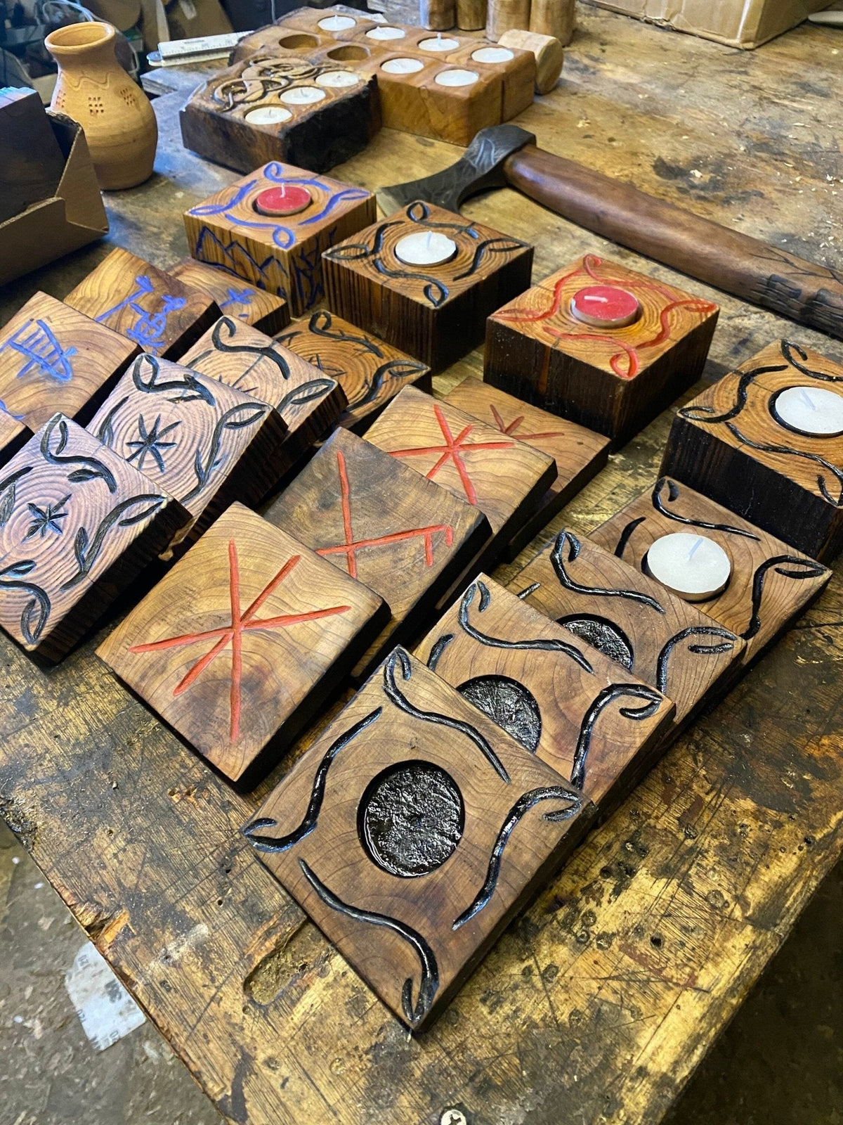 Rustic Hand Carved Coasters — Plain or Custom Design - Bushman Survival