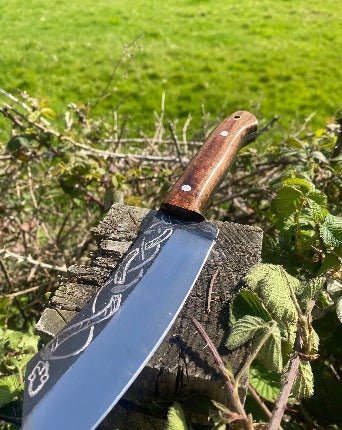 Serpents Breath Seax knife with leather sheath bushcraft setup