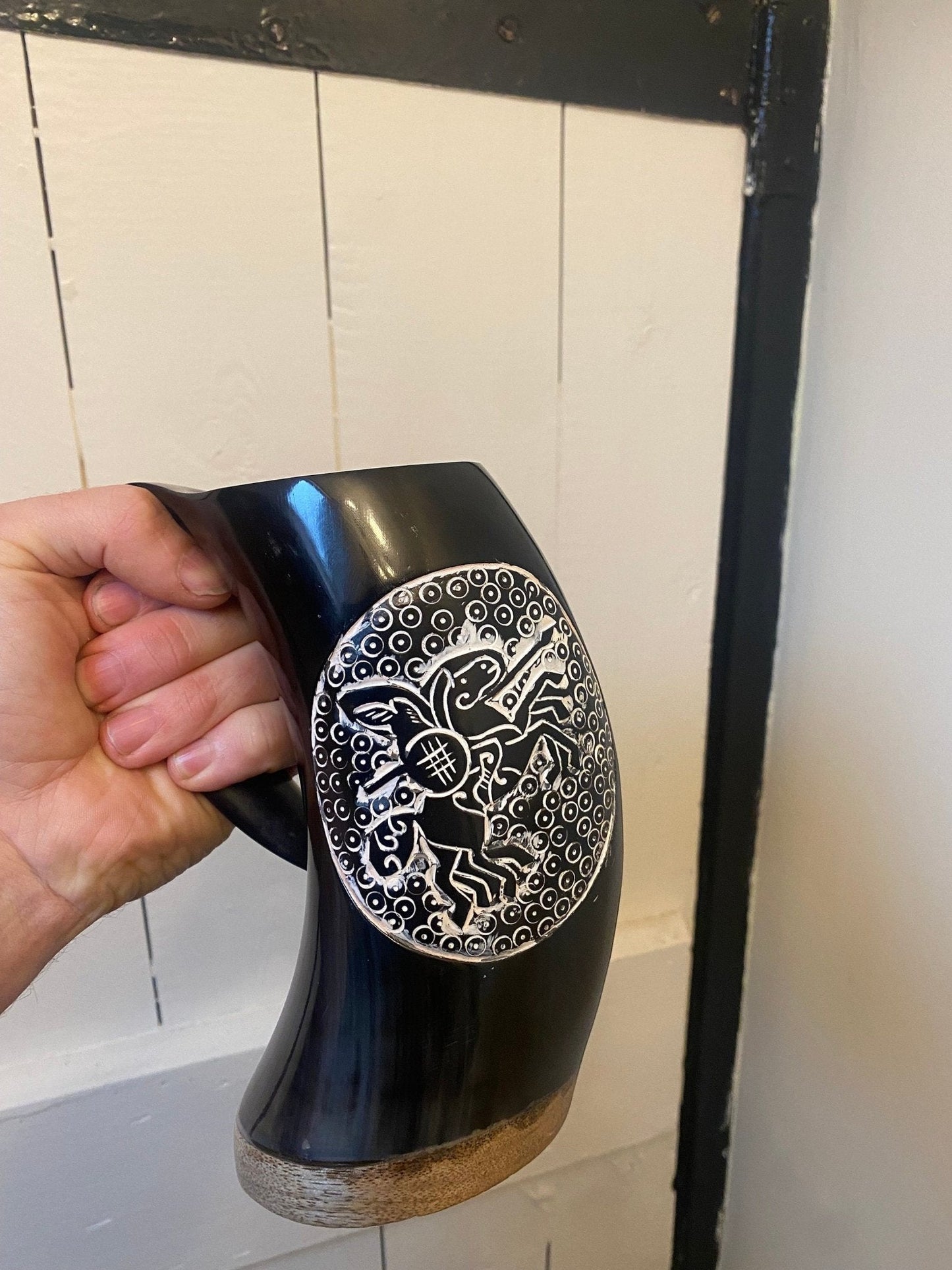 Sleipnir Viking Tankard - Hand Carved Viking Drinking Tankard - Bushman Survival