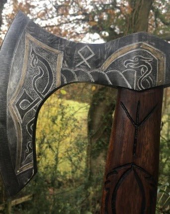 Stunning Hand Carved Viking Axe - Bushman Survival