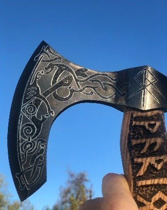 Viking Pizza Axe — Hand-Carved Skeggox - Bushman Survival