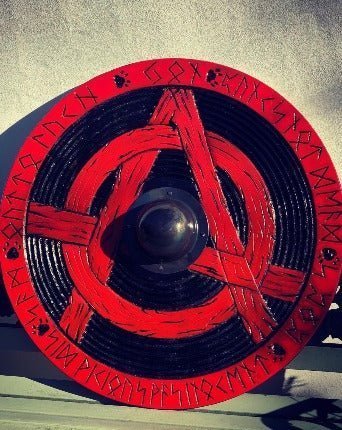 Viking Shield — 32" Hand-Carved Round Shield, Anglo-Saxon Style - Bushman Survival