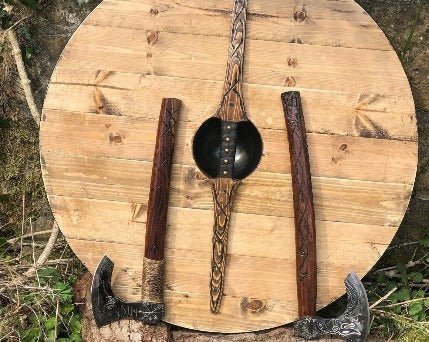 Viking Shield — 32" Hand-Carved Round Shield, Anglo-Saxon Style - Bushman Survival