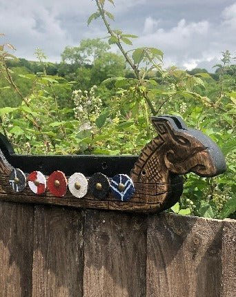 Viking Ship Axe Holder — Hand-Carved Wall Mount - Bushman Survival